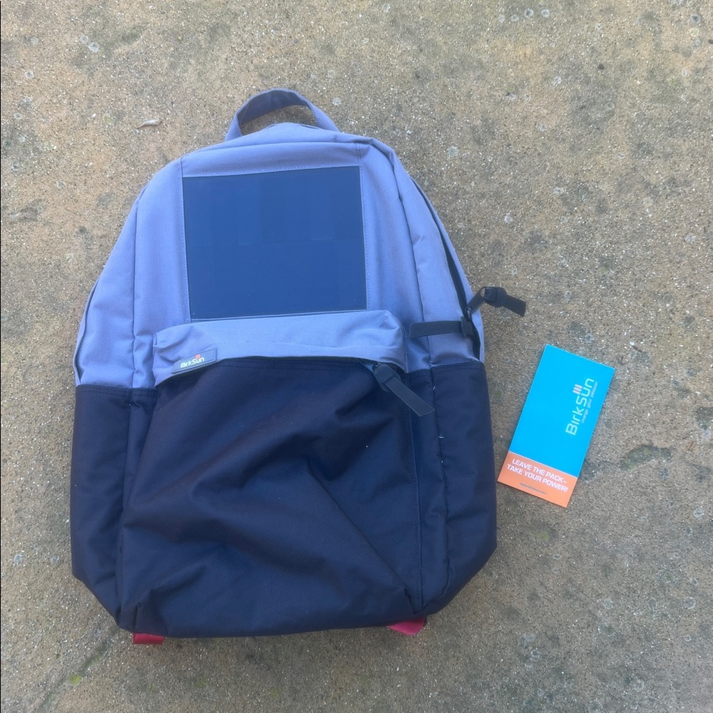 BirkSun Solar Panel Charging Grey/Black Backpack NWT